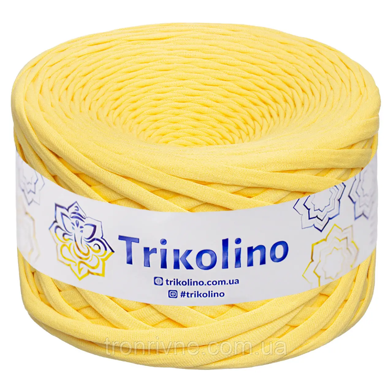 Пряжа трикотажна Trikolino 7-9 мм. 50 м. Колір — салатовий лимонний 500650