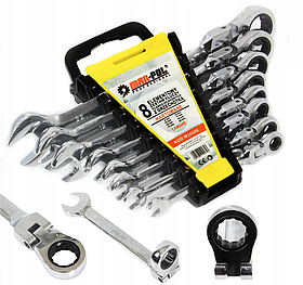 Набір ключів ріжково-накидних із тріскачкою 8 од. 8-19 мм Mar-pol M58608