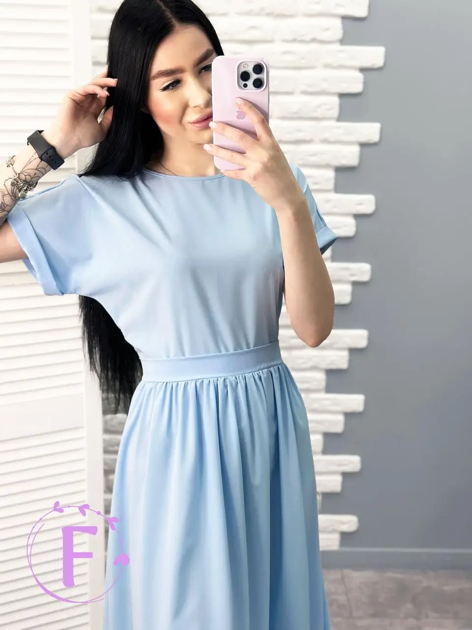 Блакитне жіноче літнє плаття на щодень, фото 1