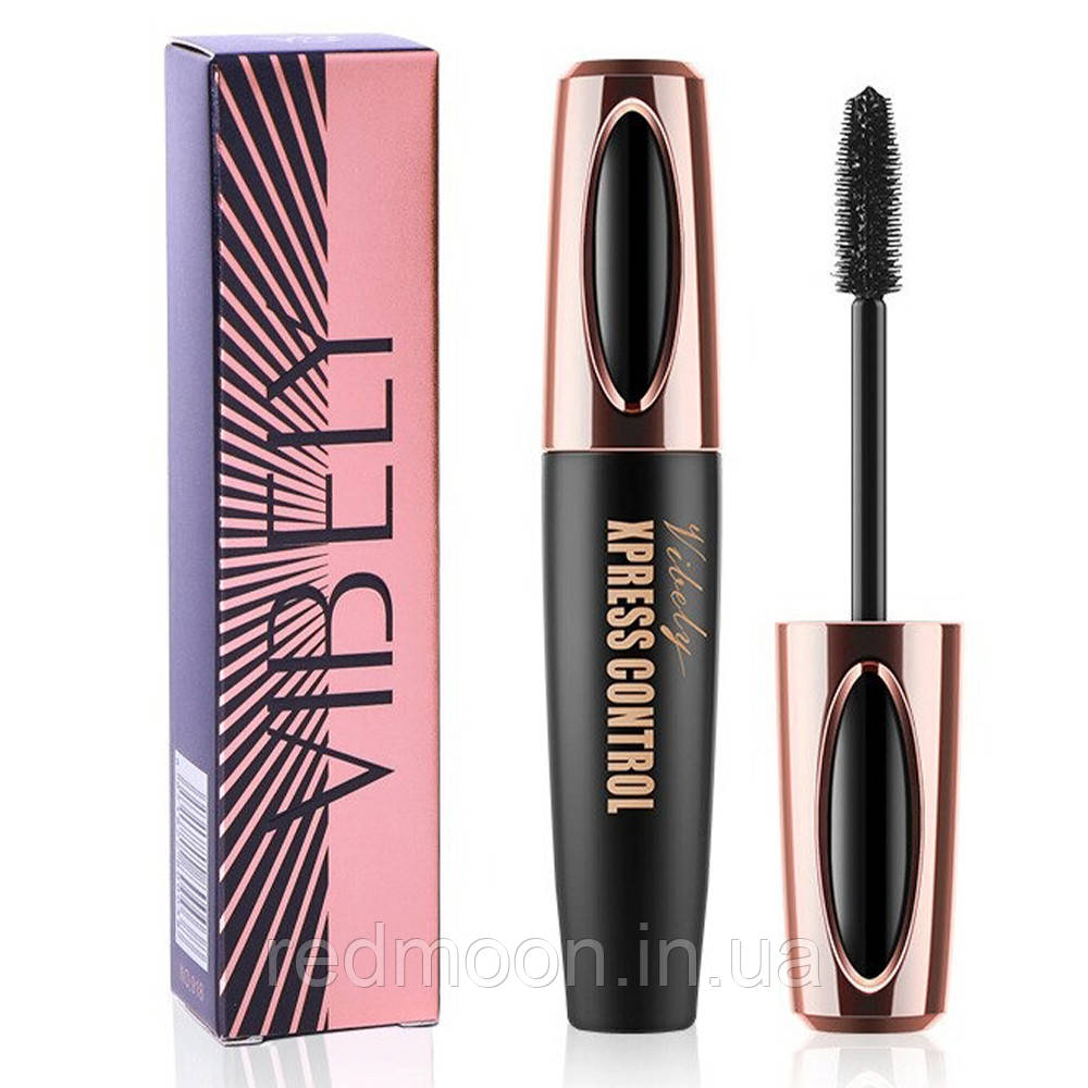 Туш для вій 4D Vibely Xpress Control, Чорна / Туш з ефектом об'єму 4D / Водостійка туш подовжуюча, фото 1