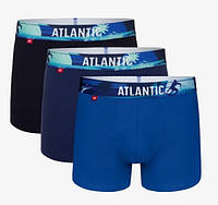 Мужские трусы шорты Атлантик, набор из 3 шт., хлопок, темно-синие + темно-голубые + голубые, 3MH-164 M