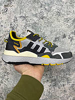 Мужские кроссовки Adidas Nite Jogger Boost Core Black Yellow Dark Grey ALL10931