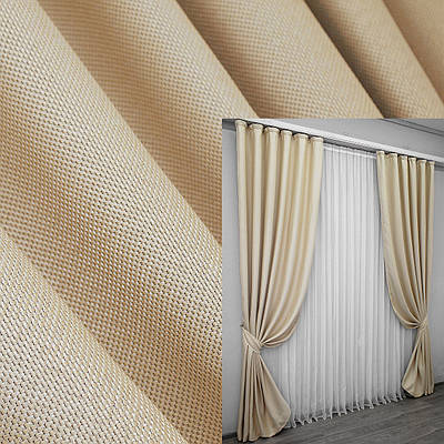 Комплект штор (2шт. 1,5х2,7м.) льон-блекаут рогожка, колекція "Льон Мішковина". Колір бежевий. Код 1162ш 30-975