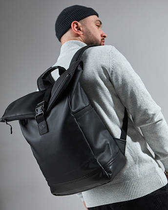 Міський рюкзак ролтоп для ноутбука Rolltop для подорожей чорного кольору, фото 2