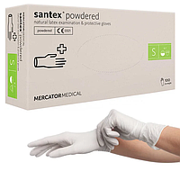Латексные перчатки Mercator Medical Santex, S (6-7), белые, опудренные, 100 шт
