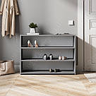 Взуття трирівневе з ЛДСП Стильна взуття в передпокій Стелаж для взуття з 3 осередками 950 мм, фото 6