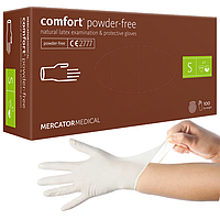 Латексные перчатки Mercator Medical Comfort, S (6-7), белые, неопудренные, 100 шт