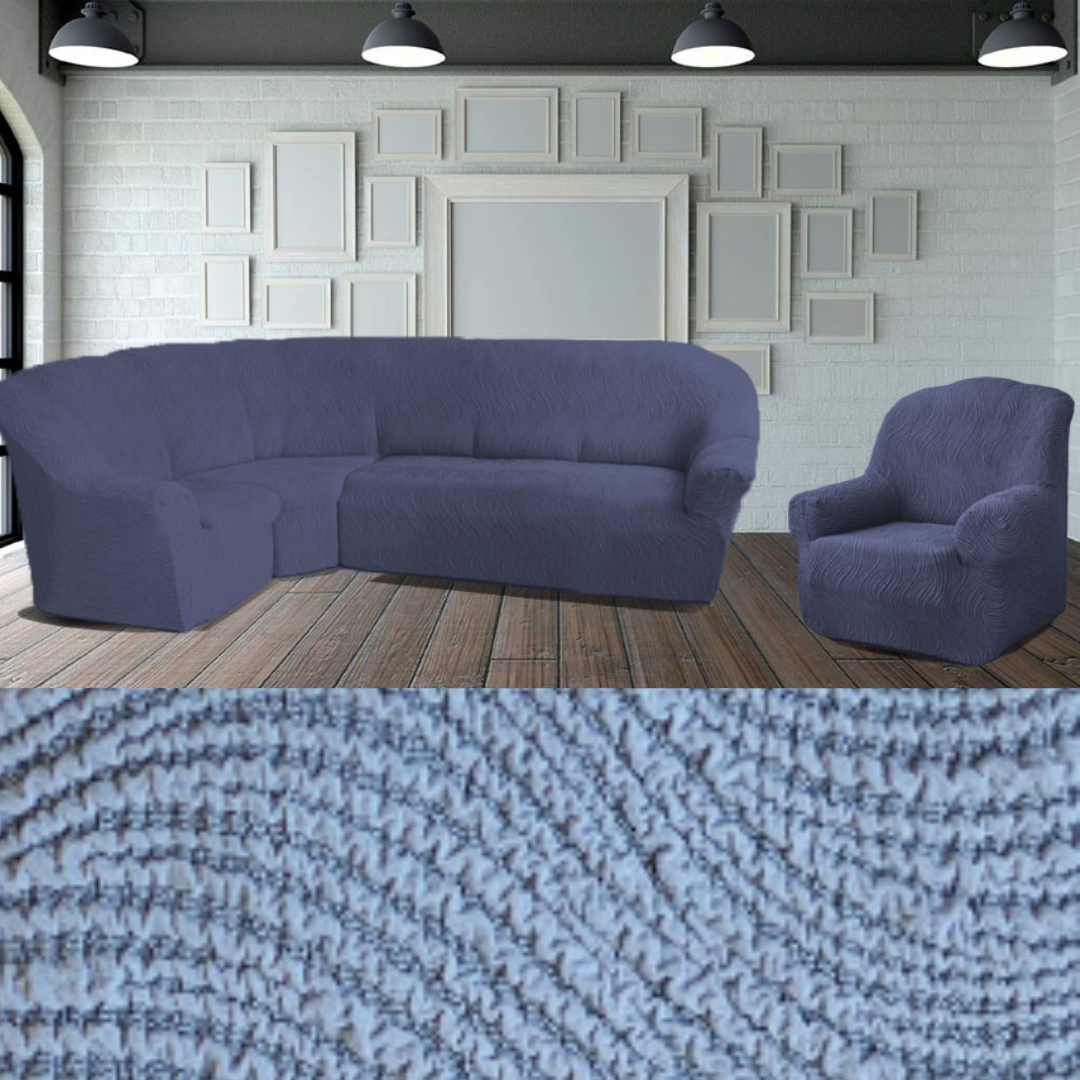 Чохол на кутовий диван та крісло накидка, чохол на кутовий диван крісло натяжний Туреччина Сірий, фото 1