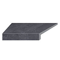 Aquaviva Кутовий Г-подібний елемент бортової плитки Aquaviva Ardesia Black, 595x345x50(20) мм (лівий/45°)