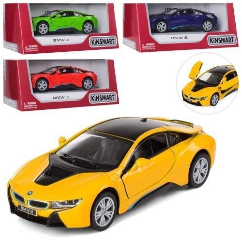 Модель легкова 5 BMW i8: металева, інерційна, відчиняються двері, у коробці KMKT5379WA
