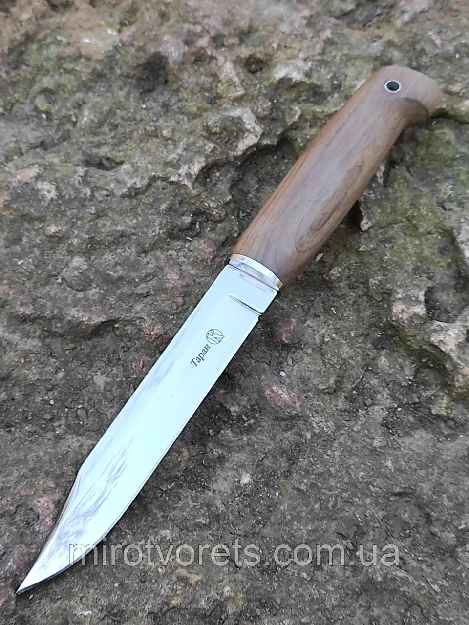 Ніж нескладний фінка Таран AUS8, горіх, чохол шкіра, фото 1