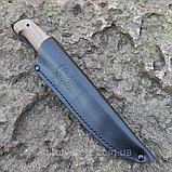 Ніж нескладний фінка Таран AUS8, горіх, чохол шкіра, фото 2