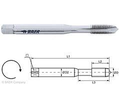 Мітчик машинний  HSSE Form В  M 4 x 0,7 DIN 371 BAER  (Німеччина)