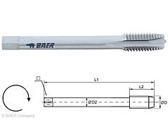 Мітчик машинний  HSSE Form В M 4 x 0,7 DIN 376 BAER  (Німеччина)