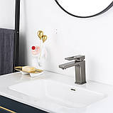 Змішувач для умивальника GAPPO G1017-9, збройова сталь, фото 2