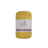 Хлопковый шнур плетеный Hobby Trend Glitter. Желтый. 240-260 г, 240-260 м, 2 мм