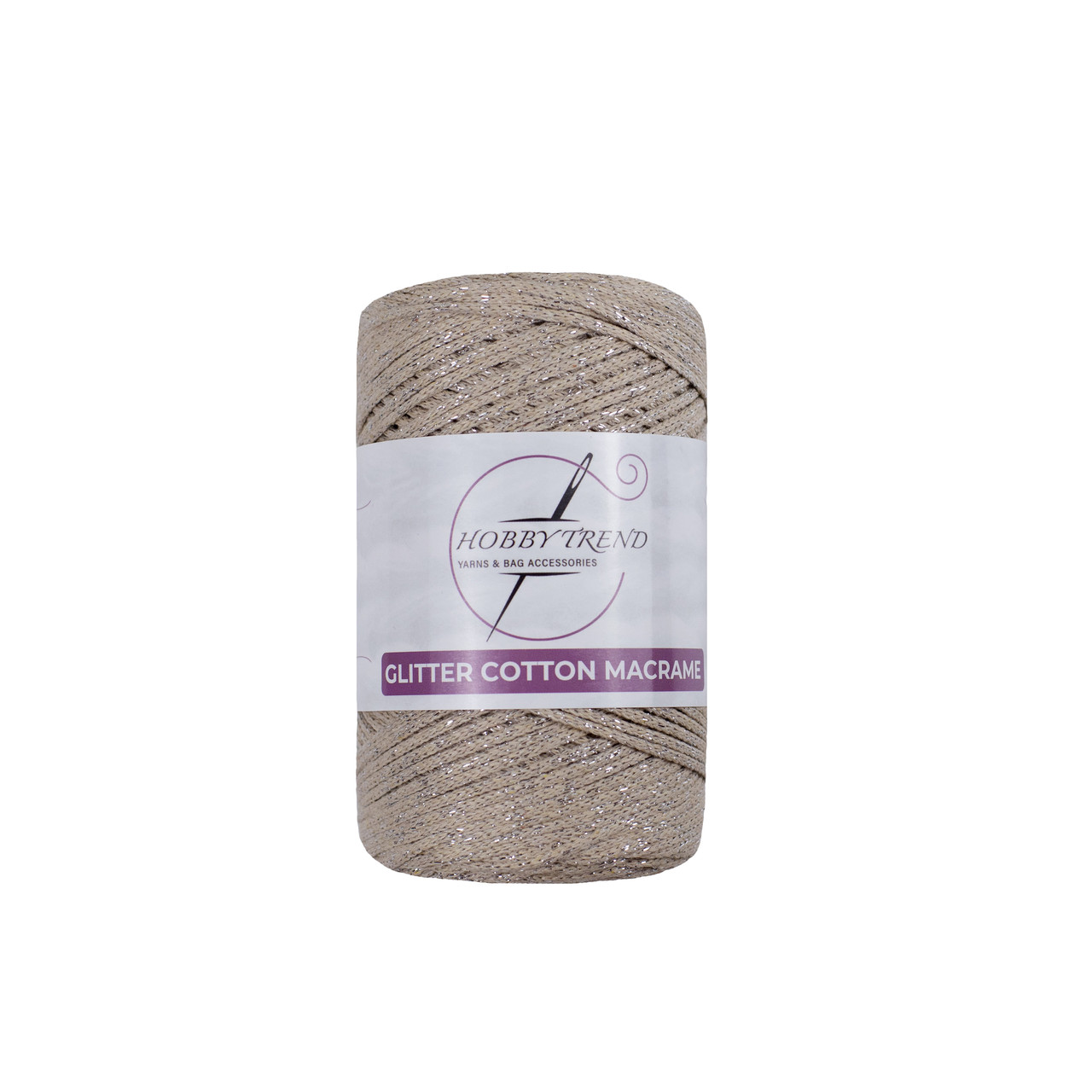 Бавовняний шнур плетений Hobby Trend Glitter. Бежевий 240-260 г, 240-260 м, 2 мм