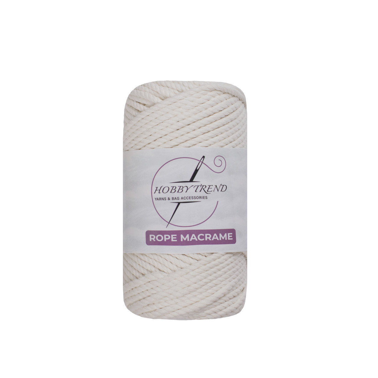 Бавовняний шнур макраме кручений Hobby Trend Rope. Молочний. 250 г, 50 м, 4 мм