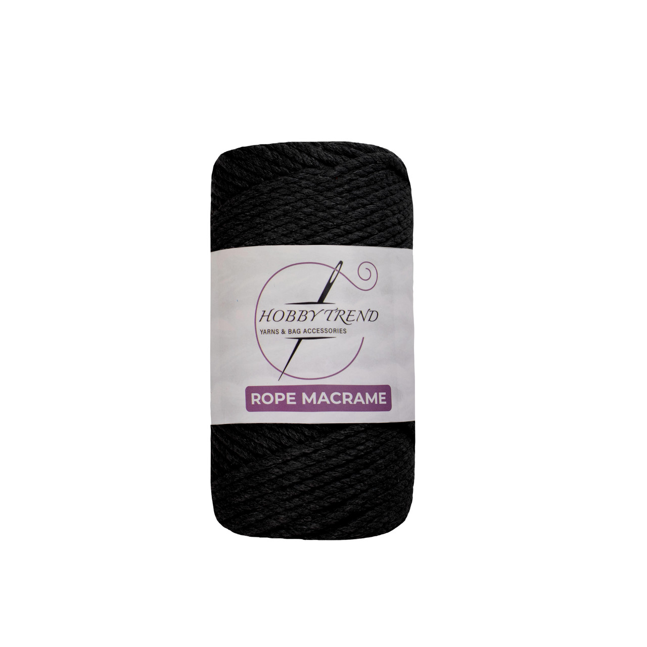 Бавовняний шнур макраме кручений Hobby Trend Rope. Чорний. 250 г, 50 м, 4 мм