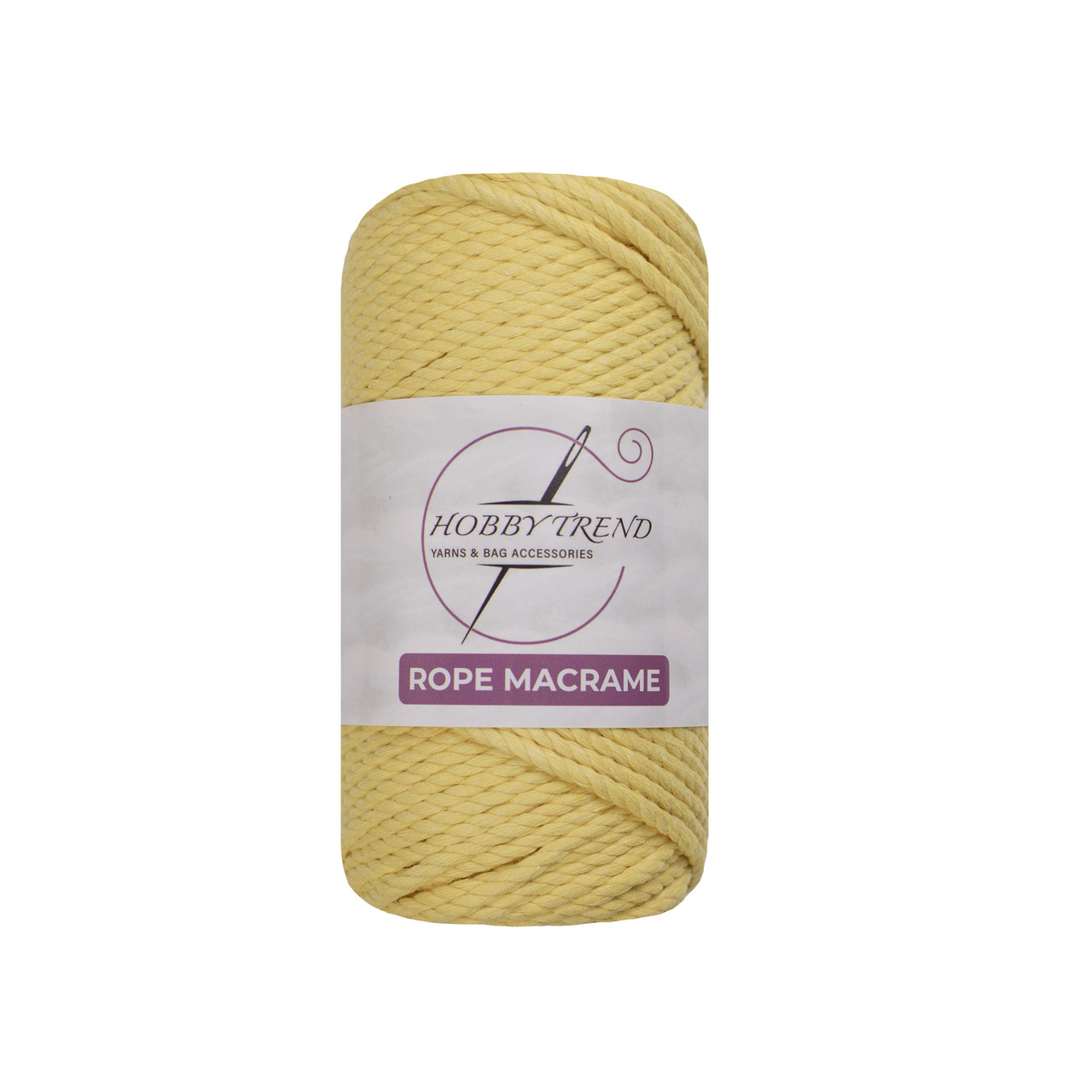 Бавовняний шнур макраме кручений Hobby Trend Rope. Жовтий. 250 г, 50 м, 4 мм