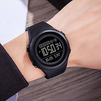 Стильные электронные часы для Skmei 1674 All Black с подсветкой, Удобные цифровые спортивные наручные часы