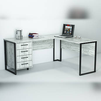 Офісний стіл лофт СУЛА-2-1 (1400x1400x750) Дуб Крафт білий Гамма стиль