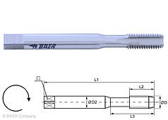 Мітчик машинний  HSSE Form С M 5 x 0,8 DIN 371 BAER  (Німеччина)