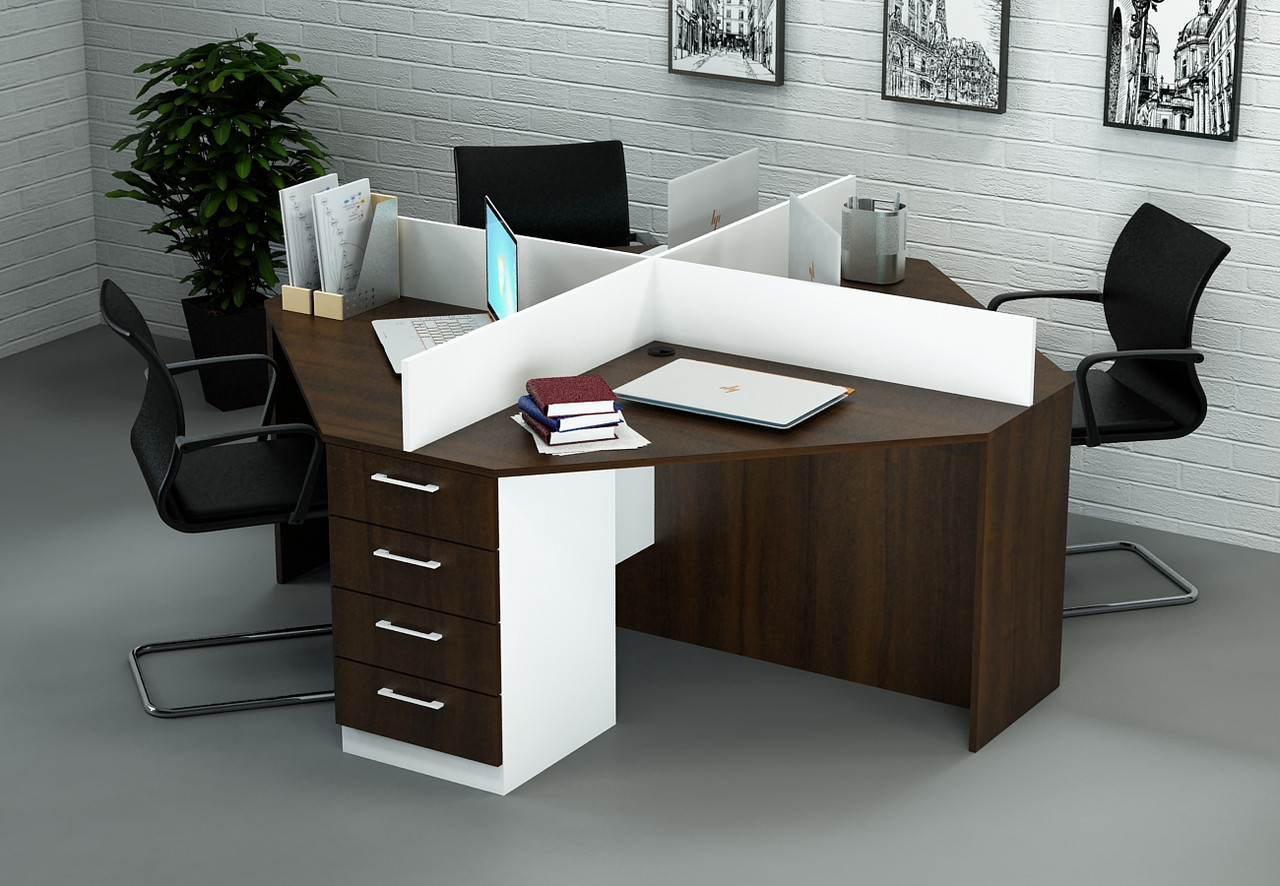 Стіл офісний СД-О1-1 (2000x2200x750) Білий/Дуб Венге Гамма стиль