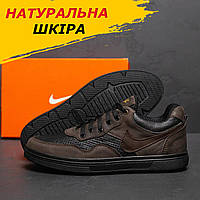 Літні чоловічі кросівки Nike/Найк коричневі з натуральної шкіри на літо з перфорацією взуття *N13ч/кор.П*