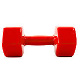 Гантель для фітнесу вінілова цільна (нерозбірна) OSPORT Profi 10 кг (OF-0139) Червоний, фото 2