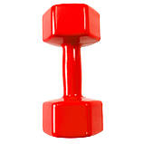 Гантель для фітнесу вінілова цільна (нерозбірна) OSPORT Profi 10 кг (OF-0139) Червоний, фото 3