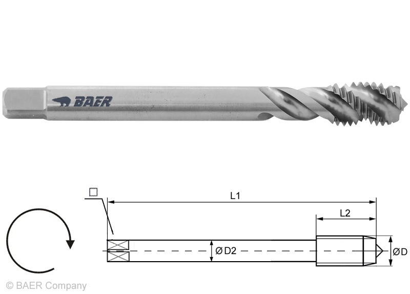 Мітчик машинний HSSE 35° RSP - M 3 x 0,5 DIN 376 BAER  (Німеччина)