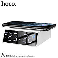 Настольные LED смарт-часы с Qi Charger HOCO DCK1 Alarm/Watch/Qi Charger