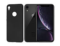 Противоударный чехол для Apple iPhone XR silicone case spigen black анти отпечатки пальцев вырез под яблоко