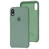 Противоударный чехол для Apple iPhone XR silicone case spigen black анти отпечатки пальцев вырез под яблоко Зеленый
