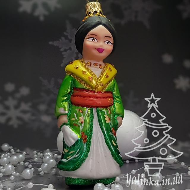 Стеклянная елочная игрушка дети японка  morozko Snegka Poland  yalinka.in.ua
