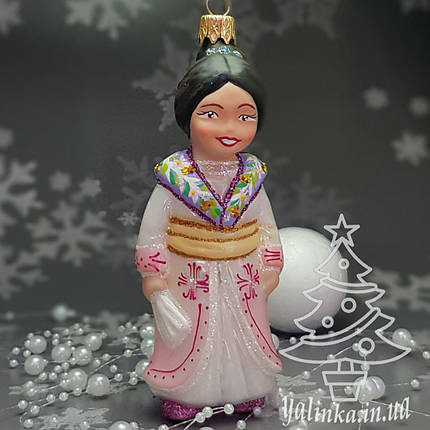 Скляна ялинкова іграшка японка з серії діти світу      Snegka Poland, фото 1