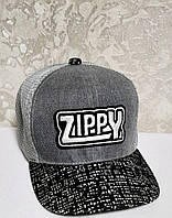 Бейсболка-кепка для мальчиков серая с черным и надписью "ZIPPY" р 56