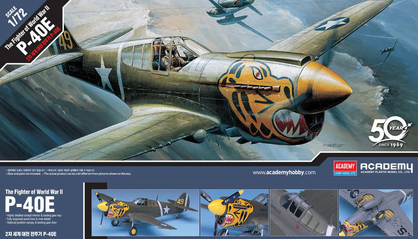 P-40E WARHAWK. Збірна модель літака у масштабі 1/72. ACADEMY 12468, фото 1