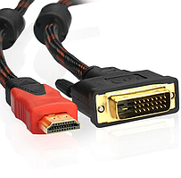 Кабель HDMI-DVI 3 м. ферит (ver1.4) в обмотуванні Позолочені контакти V.1,4