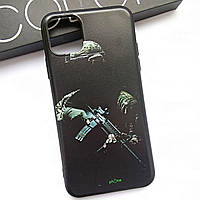 Чехол для Iphone 11 Pro Max силиконовый с рисунком и бархатной серединой Солдат с ружьем