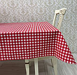 Скатертина тефлонова бавовняна прямокутна або квадратна клітинка червона, фото 2