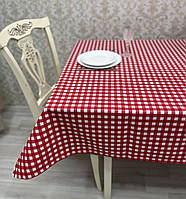 Скатерть тефлоновая хлопковая прямоугольная или квадратная клетка красная