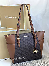 Сумка шоппер MICHAEL KORS оригігал Charlotte Large Logo And Leather Top-Zip