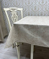 Скатерть тефлоновая хлопковая прямоугольная или квадратная мрамор светло бежевый