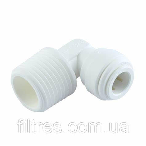 Коліно 1/2" шланг х 3/8" РН, білий колір (KP-ME0607)
