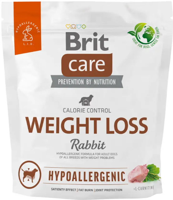 Гіпоалергенний корм для собак з зайвою вагою з кроликом Brit Care Dog Hypoallergenic Weight Loss 1 кг
