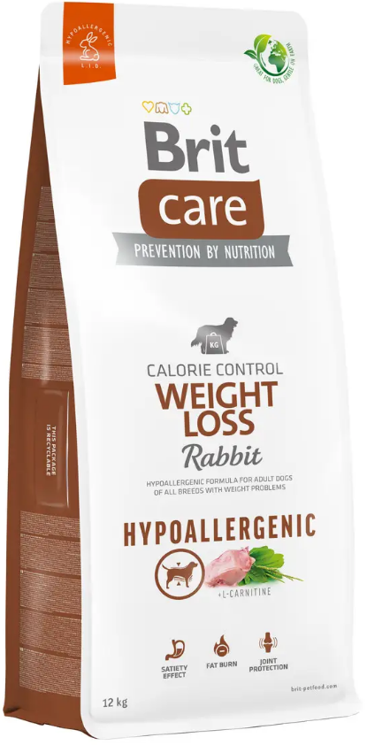 Гіпоалергенний корм для собак з зайвою вагою з кроликом Brit Care Dog Hypoallergenic Weight Loss 12 кг