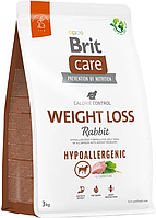 Гипоаллергенный корм для собак с лишним весом с кроликом Brit Care Dog Hypoallergenic Weight Loss 3 кг