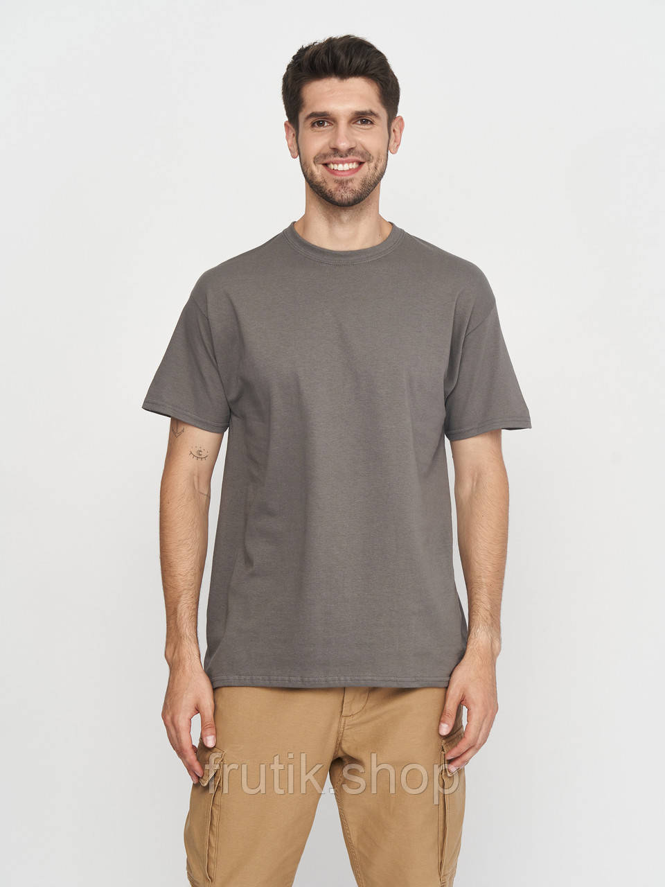Чоловіча щільна футболка Gildan Heavy Cotton 180 г/м базова бавовна натуральна Графіт, S